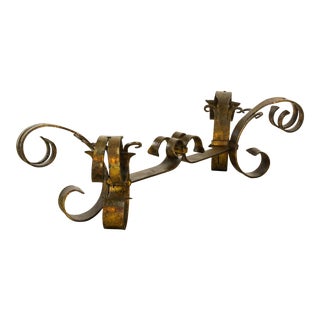 Hollywood Regency Coffee Table Base, Gold Gilt Scrolling Iron Coffee Table Base For Sale