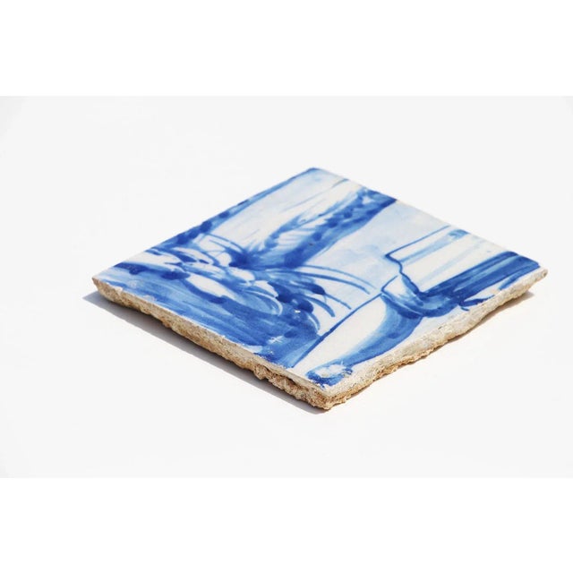 This original Antique, Leg in a Swamp, Portuguese Tile was made in Portugal in the period (1706–1750) and it is in good...