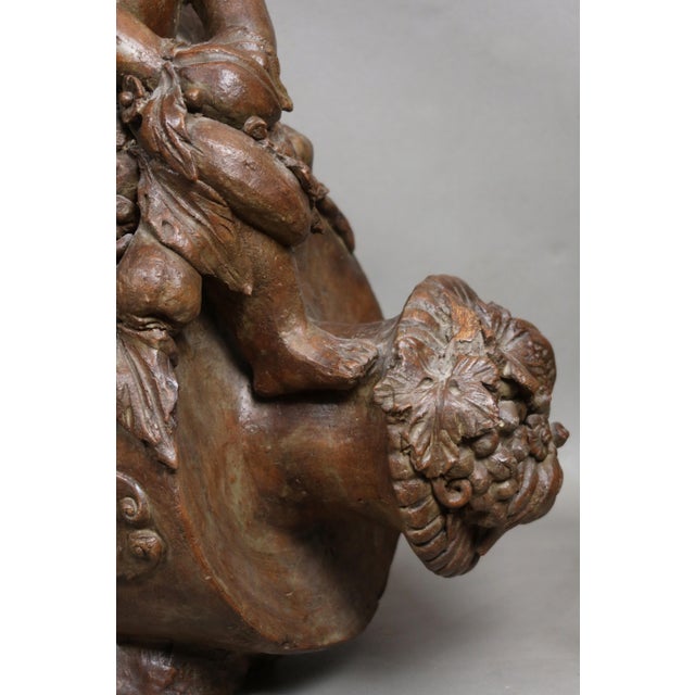 1920s Vintage Terracotta Child on a Jar Sculpture, 1920s For Sale - Image 5 of 13