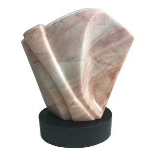 Abstract Pink Marble Sculpture on Base, Signed and Dated '94 For Sale