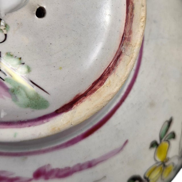 Antique English Polychrome Chinoiserie Creamware Teapot, 1700s For Sale - Image 11 of 16