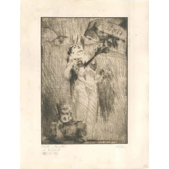 Drypoint and aquatint (brown ink) on cream paper. Signed in pencil on the lower right margin. Titled and numbered in...