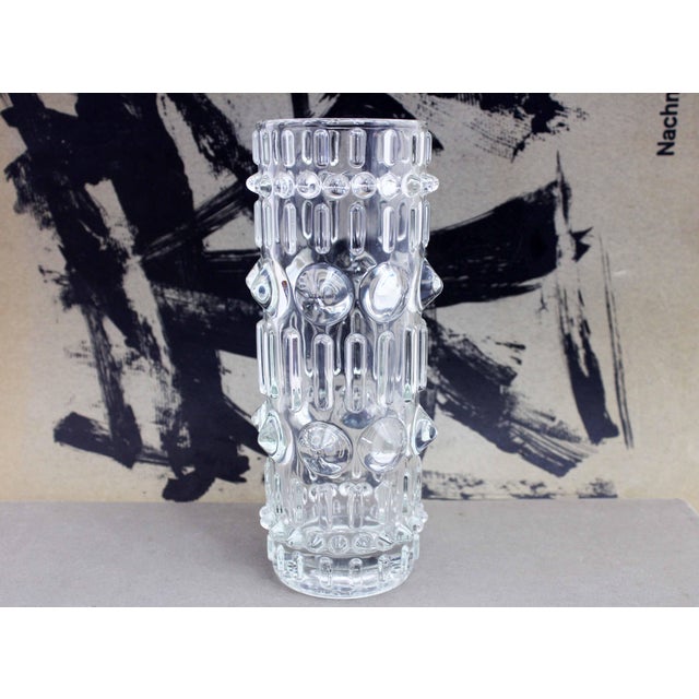 Vintage Czech molded glass vase by František Pečený for Sklo Union MCM 1970 Beautiful Czech vase from the Heřmanova Hut...