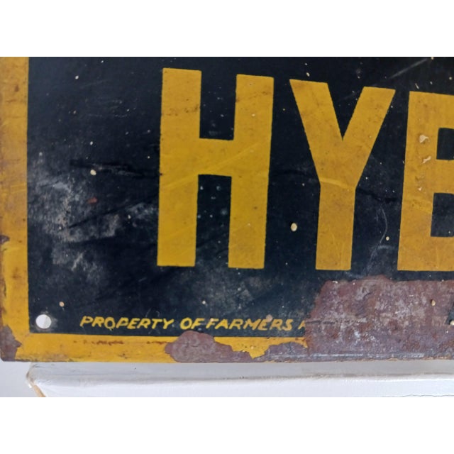 American Authentic Vintage "Flying Farmer's Hogs" Enamel on Steel Sign For Sale - Image 3 of 7