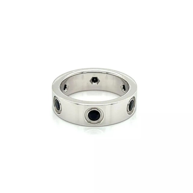 Late 20th Century Cartier Love Blue Sapphire Limited Edition 18k White Gold Ring W/Cert Size Us 4.5 Eu 49 For Sale - Image 5 of 6