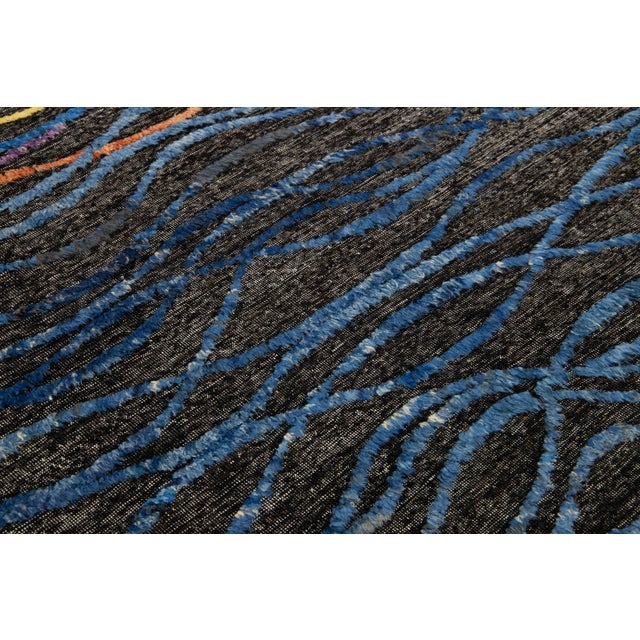 Modern HandCrafted Moroccan Style Wool Rug With Multicolor Abstract Design For Sale - Image 9 of 9
