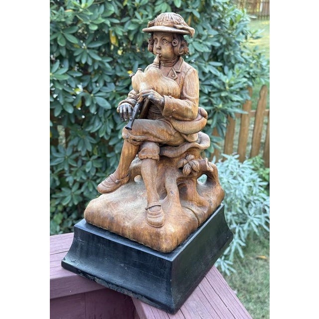Late 18th Century Antique 18thC Signed Folk Art Sculpture Wood Carving, Itinerant Bagpipe Musician, Czech Bohemia For Sale - Image 5 of 16