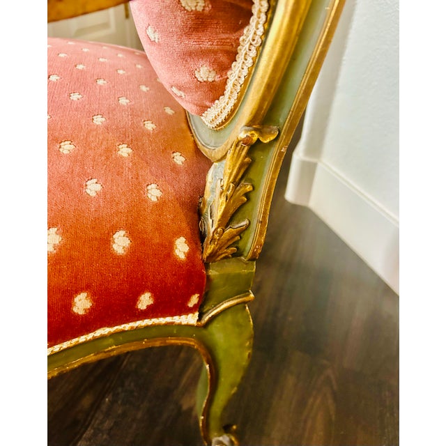 Antique French Louis XV Rococo Gilt Fauteuil – Celadon Salon Armchair For Sale - Image 12 of 12