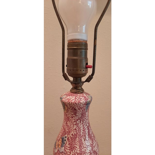 Pink English Royal Winton Pink Chintz Butterfly Lamp For Sale - Image 8 of 13