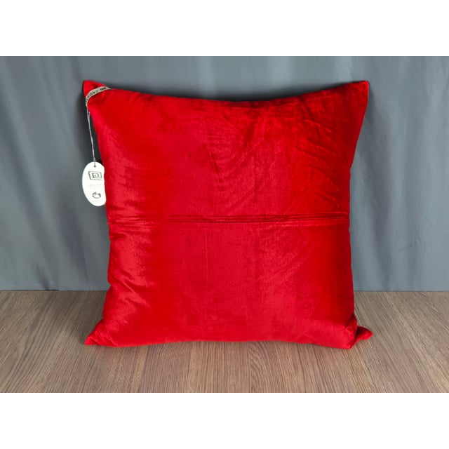 Callisto Home Pillow 22" X 22" Red Snake & Zodiac Signs Embroidered For Sale - Image 4 of 6