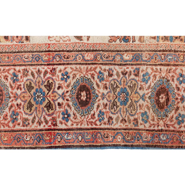 Antique Persian Sultanabad Beige Bold Handmade Wool Rug For Sale - Image 9 of 9