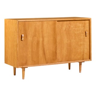 Stanley Young for Glenn of California Mid Century Walnut Sliding Door Credenza For Sale
