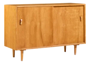 Stanley Young for Glenn of California Mid Century Walnut Sliding Door Credenza