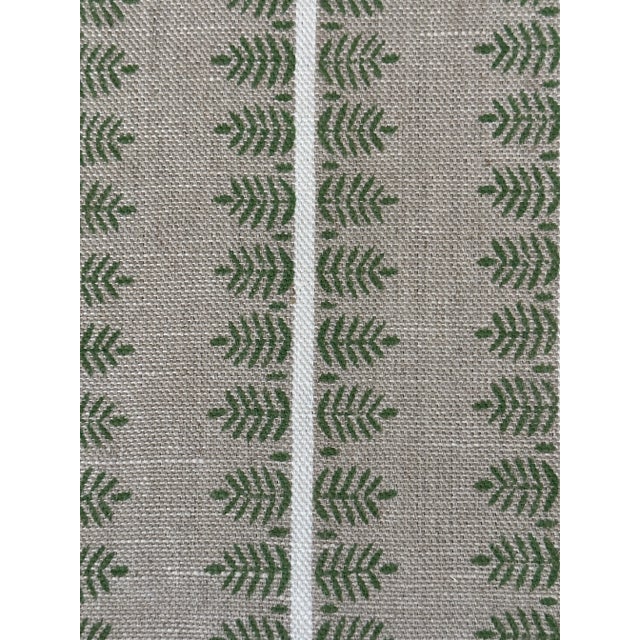 Schumacher Linen Alva Hand Block Print Fabrics 2 1/2 Yards in Green This fabric is backed ! CONTENT 100% Linen FLAME TEST...