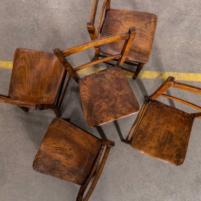 English Ash and Elm Childrens Chapel Chairs, 1940s, Set of 5 For Sale - Image 3 of 8