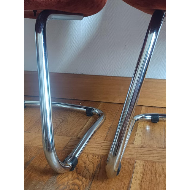 Vintage Velvet and Chrome Chairs by Gastone Rinaldi, 1970, Set of 2 For Sale - Image 13 of 16