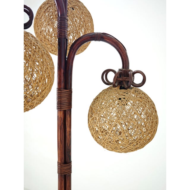 1960s Mid-Century Modern Floor Lamp in Bamboo, Rattan and Rope, Italy, 1960s For Sale - Image 5 of 18