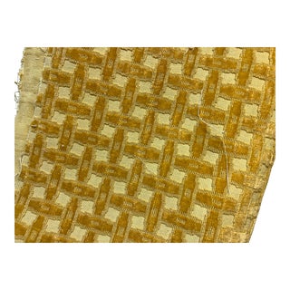 Scalamanndre Golden Yellow Basketweave Cut Velvet Fabric- 1 1/2 Yards For Sale