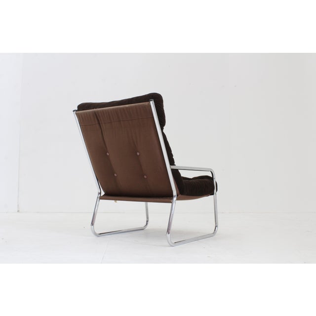 Vintage Space Age Chrome Armchair by Gillis Lundgren, 1970s, Set of 2 For Sale - Image 4 of 11