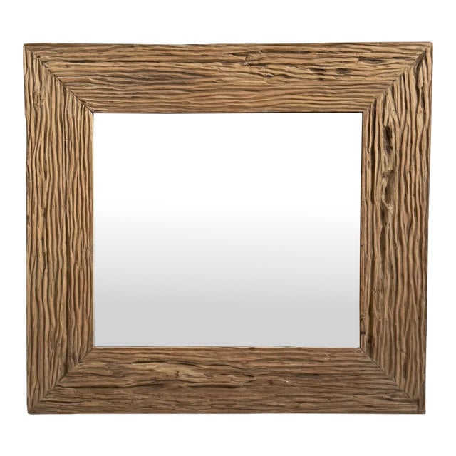 Deep Grain Rustic Wood Wall Mirror For Sale
