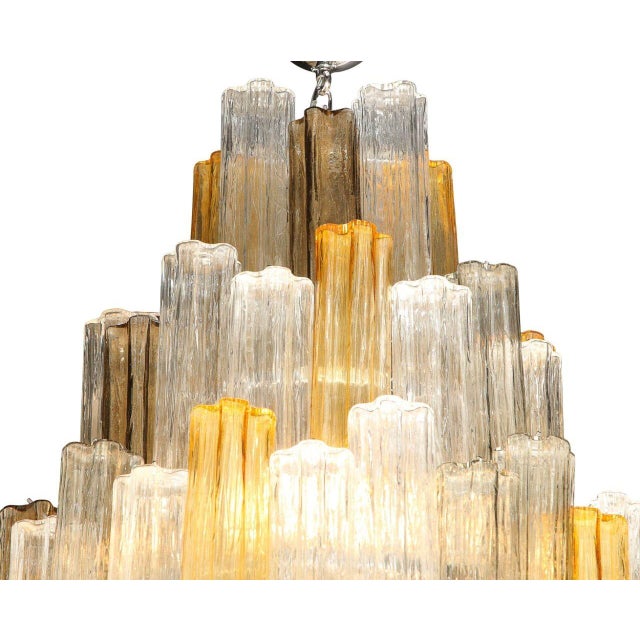 Toni Zuccheri 1980s Murano "Tubi Tronchi" Glass Chandelier, Attributed to Toni Zuccheri for Venini For Sale - Image 4 of 6