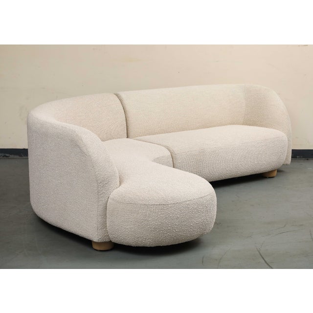2020s Contemporary Alabaster Boucle 2-Piece Chaise Sectional Sofa For Sale - Image 5 of 11