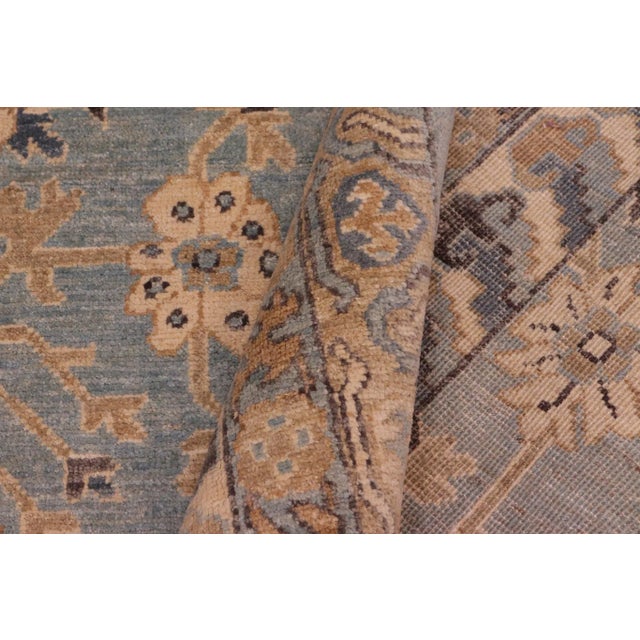 Beige 1990s Boho Chic Ziegler Blue Beige Hand-Knotted Wool Rug - 7'11'' X 9'9'' For Sale - Image 8 of 8
