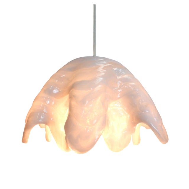 Mid-Century Modern Biomorphic White Resin Pendant Lamp For Sale - Image 9 of 12