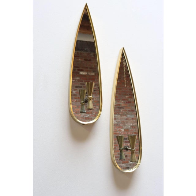 Pair of Mid-Century Modern Teardrop-Form Aluminum and Brass Candle Wall Sconces For Sale - Image 15 of 16