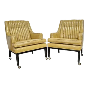 1980s Mid Century Monteverdi Young Leather Lounge Armchairs- a Pair