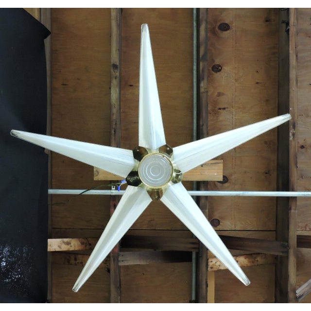 Lightolier 1950s Mid Century Modern Lightolier Starburst Claremont Chandelier, Brass & Glass For Sale - Image 4 of 10