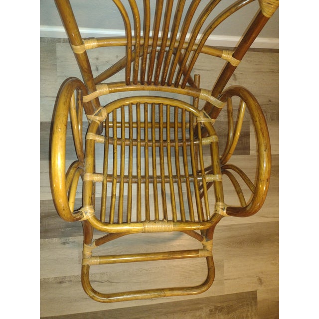 1970s Vintage Italian Bamboo and Rattan Rocking Chair For Sale In Phoenix - Image 6 of 6