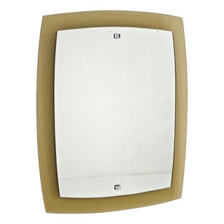 Mid-Century Modern Wall Mirror in Honey Amber Glass by Cristal Art, Italy, 1970s For Sale