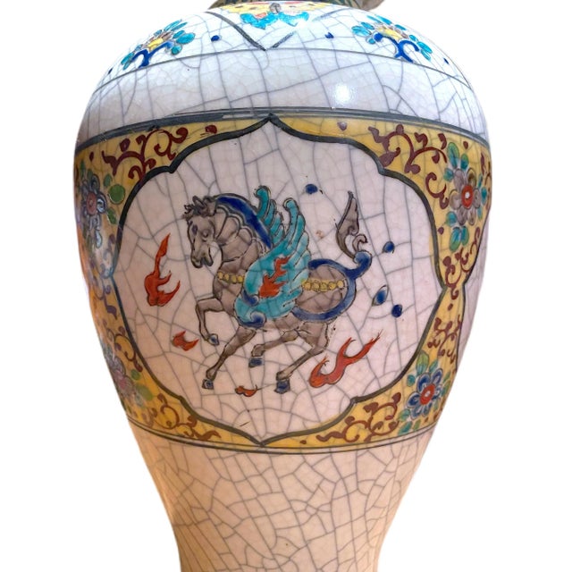 Large Vintage Japanese Pegasus Vase For Sale - Image 4 of 9