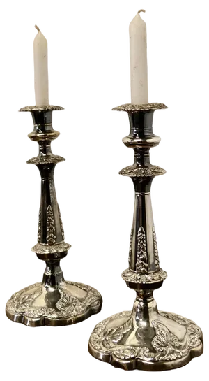 19th Century Silver-Plated Candleholders, 1880s, Set of 2