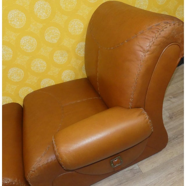 Brown Vintage Three-Seater Sofa in Leather, 1970s, Set of 3 For Sale - Image 8 of 18