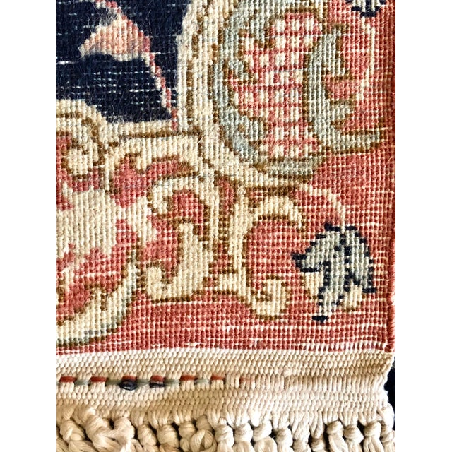 Large Antique Laver Kirman Oriental Tapestry Hand Made Wool and Silk 138 X 98 Inches For Sale - Image 10 of 12