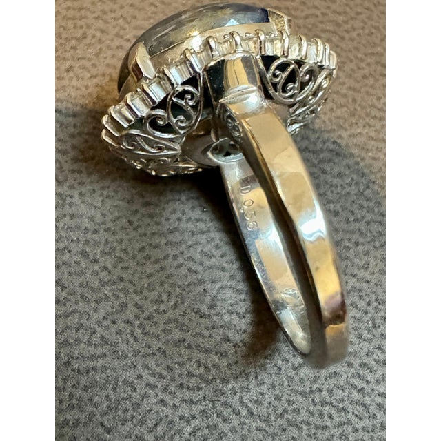 Arts & Crafts 16.83 Ct Natural Sapphire Cabochon & Diamond Ring in Platinum Size 7 For Sale - Image 3 of 18