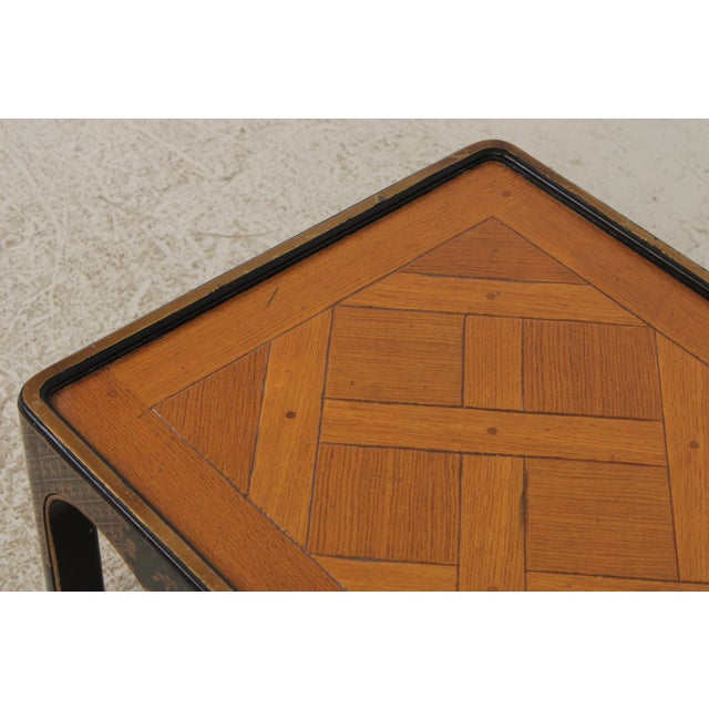 Baker Chinoiserie Black and Gold Parquet Chinese Style Coffee Table For Sale - Image 12 of 16