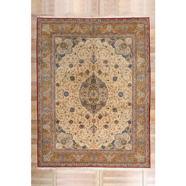 Signed Vintage Persian Kashan Rug, 10'06 X 13'10. For Sale - Image 11 of 11