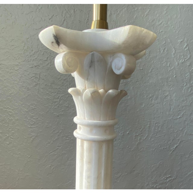 1960s Marbro Lamp Company Italian Alabaster Greek Column Marble Floor Lamp For Sale In Chicago - Image 6 of 14