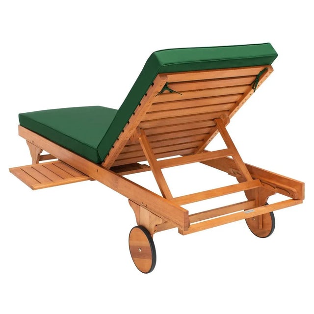 Modern Newport Chaise Lounge Chair with Side Table, Natural/Green Cushion For Sale - Image 3 of 12
