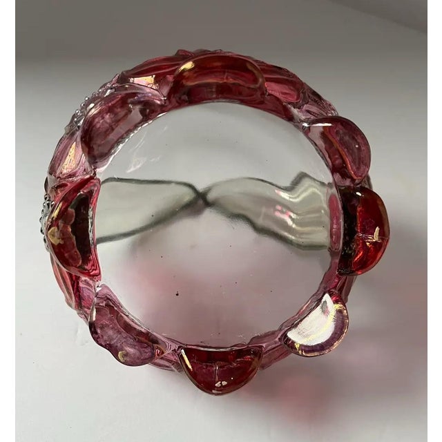 Westmorland 1950’s Mid-Century Cranberry Floral Glass Basket Attributed to Westmoreland For Sale - Image 4 of 8