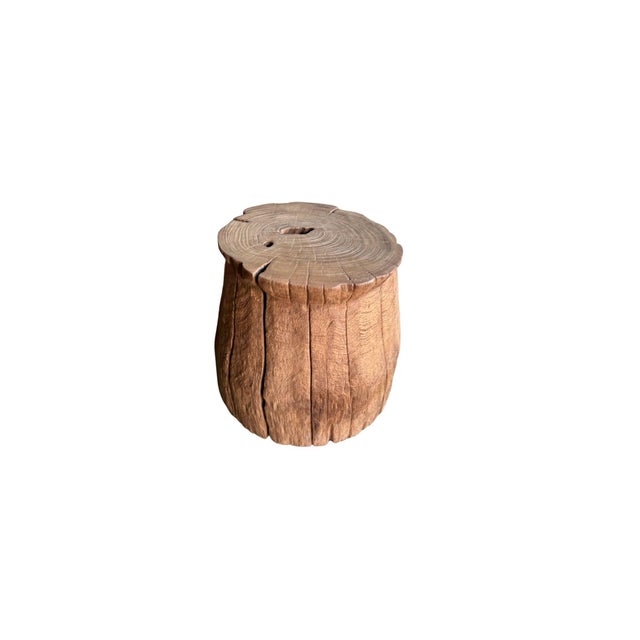 Brown 1970s Aged Javanese Teak Wood Side Table – Sculptural Organic Pedestal For Sale - Image 8 of 8