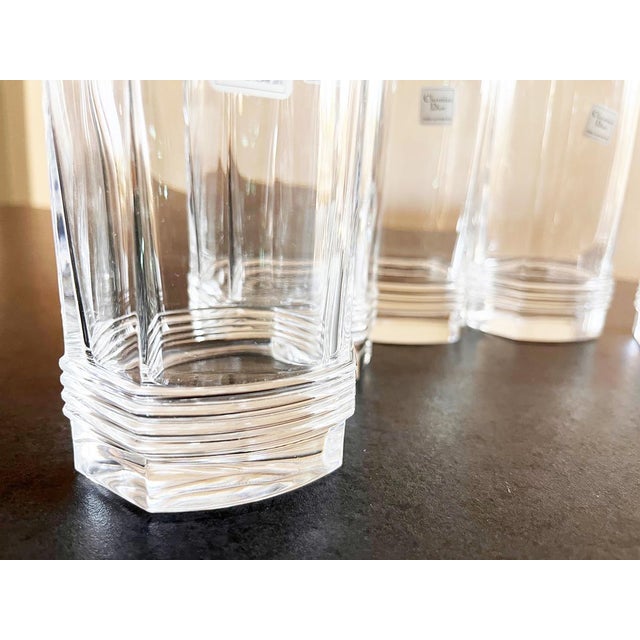 Long Hexagonal Crystal Drinking Glasses from Christian Dior, 1980s, Set of 6 For Sale - Image 3 of 5
