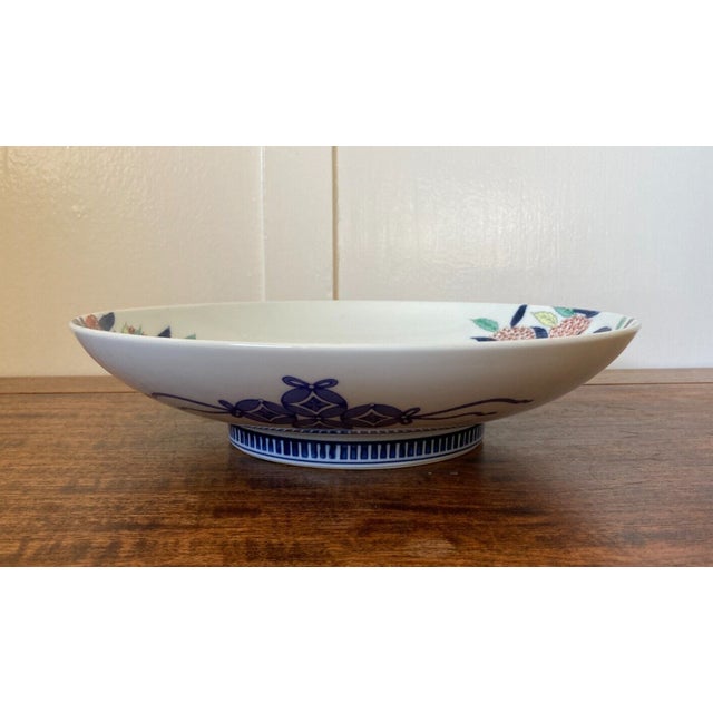 Japanese Vintage Nabeshima Style Imari 12" Plate Bowl Chestnuts Signed For Sale - Image 3 of 4