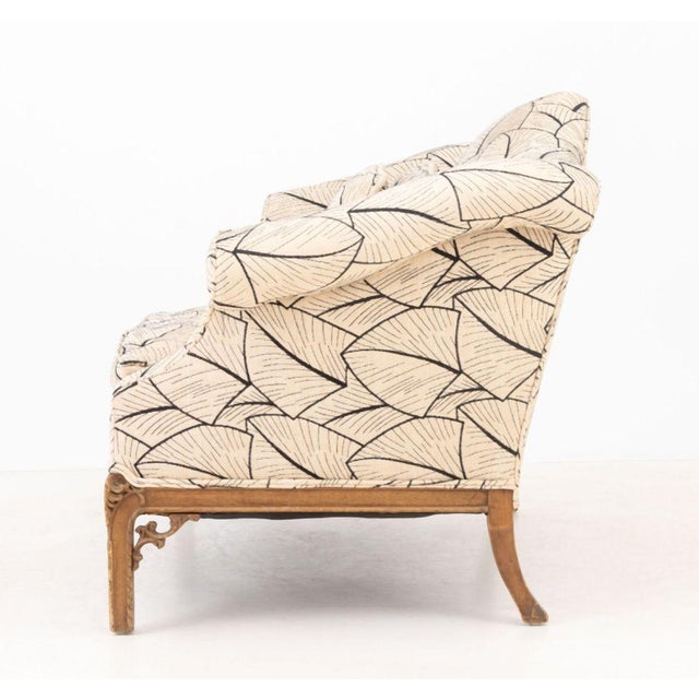 Wood Chinese Chippendale Style Upholstered Settee For Sale - Image 7 of 8