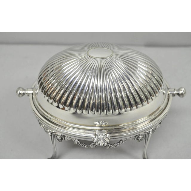 Traditional Antique English Edwardian Silver Plated Revolving Oval Serving Butter Dish For Sale - Image 3 of 15