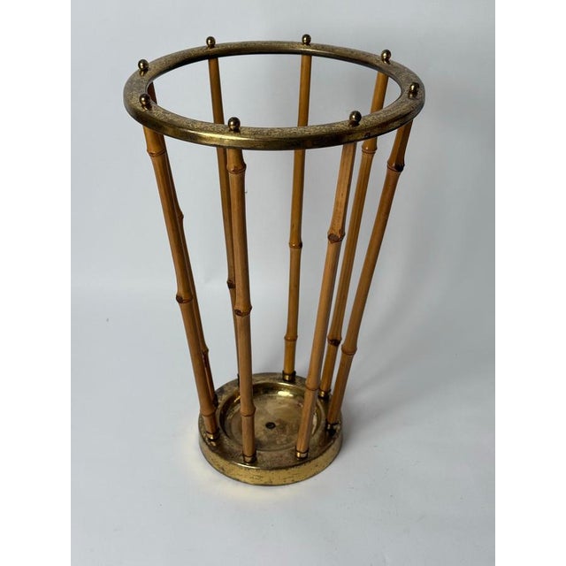 Umbrella Stand in Bamboo and Brass, 1960s For Sale - Image 3 of 15