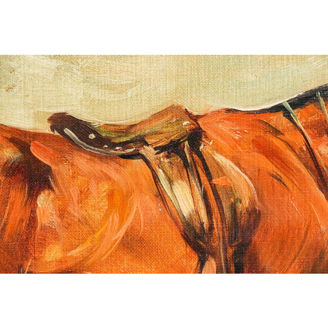 Wood Wonderful Antique Oil Painting of Horse Signed Equestrian Portrait in Gilt Gesso Frame English Country Art For Sale - Image 7 of 13